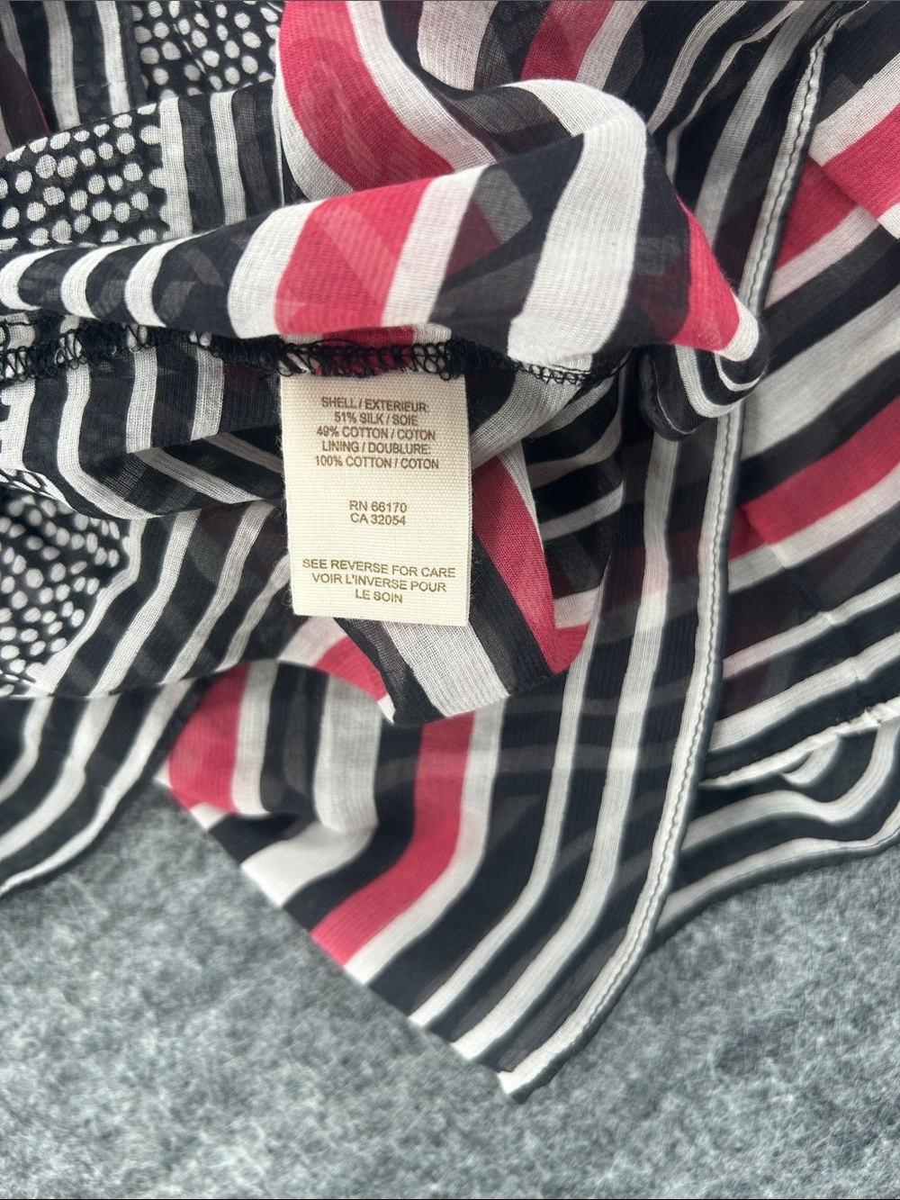 Free People Black and White Patterned Sleeveless Dress with Pink Stripe Hem Sz 6 - Picture 5 of 7